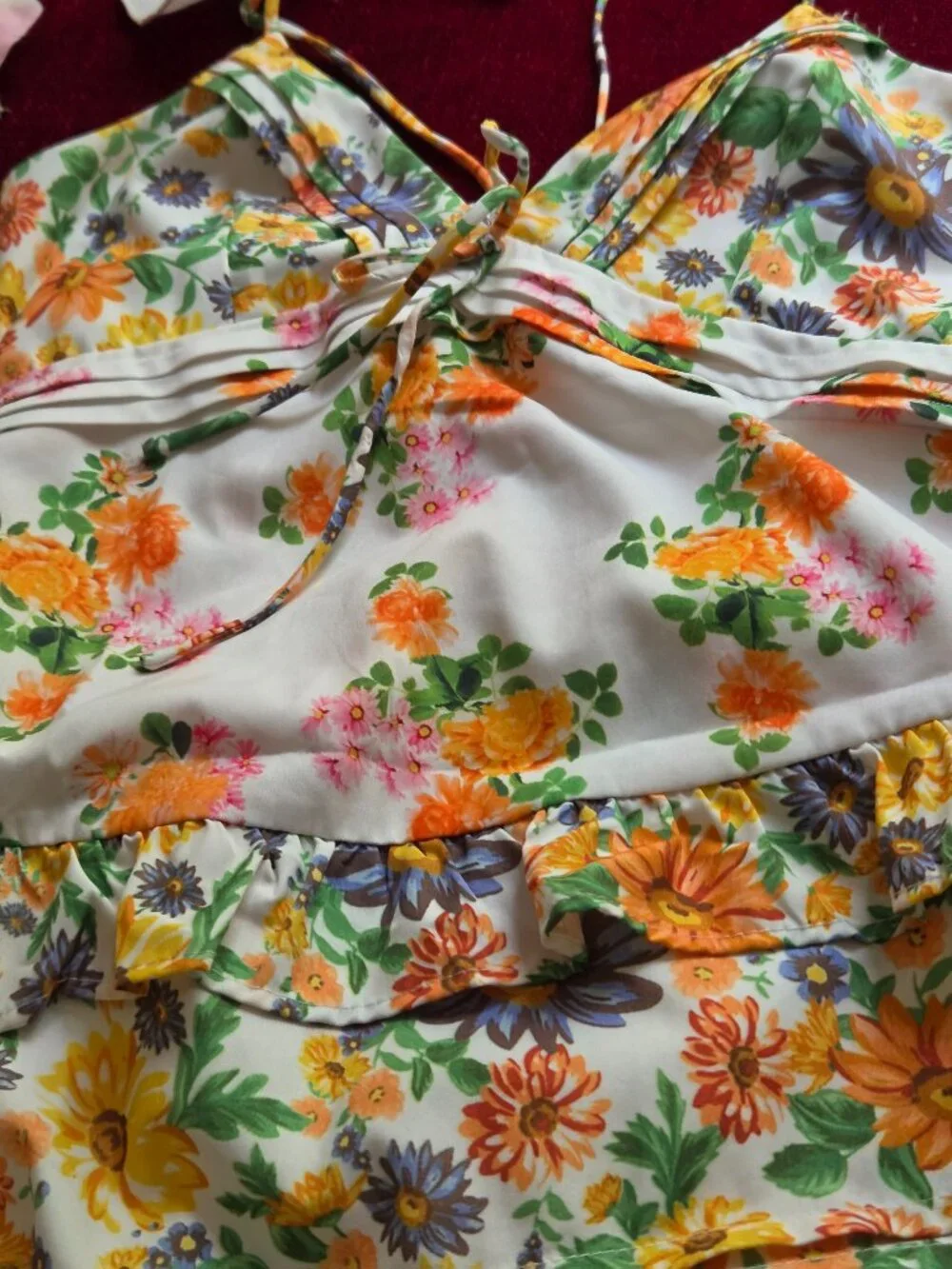 STUNNING FLORAL RUFFLE MAXI WITH BUTTER SOFT EYELASH LACE NEW!!!!!!! SIZE SMALL